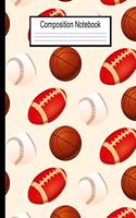 Composition Notebook: Wide Ruled Kids Sports Notebook For Boys 6x9 120 Pages