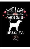 Just A Girl Who Loves BEAGLES: Gift for BEAGLE Dog Lovers Diary - Blank Lined Notebook And Journal - 6x9 Inch 120 Pages White Paper