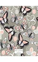 Notebook: Butterfly on grey cover and Dot Graph Line Sketch pages, Extra large (8.5 x 11) inches, 110 pages, White paper, Sketch, Draw and Paint(1 Butterfly on Grey Notebook)