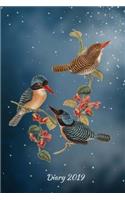 Diary 2019: A5 Birds Diary, A5 Birds 2019 Diary Week to View, Dark Sky Planner Notebook, Birds Planner Journal, Birds Stationery Gifts For Adults, Planner A5 20(1 A5 Organiser)