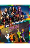 2 in 1 Coloring Book Descendants and Scooby Doo: Best Coloring Book for Children and Adults, Set 2 in 1 Coloring Book, Easy and Exciting Drawings of Your Loved Characters and Cartoons