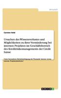 Ursachen des Wissensverlustes und Möglichkeiten zu ihrer Verminderung bei internen Projekten im Geschäftsbereich des Kreditrisikomanagements der Credit Suisse