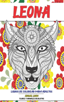 Libros de colorear para adultos - Flores y animales realistas - Animal lindo - Leona
