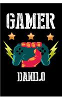 Gamer Danilo: Liniertes Notizbuch für deinen Vornamen