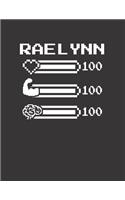 Raelynn: Pixel Retro Game 8 Bit Design Blank Composition Notebook College Ruled, Name Personalized for Girls & Women. Gaming Desk Stuff for Gamer Girls. Funn