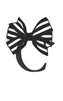 C: Monogram Initial C Notebook for Women and Girls-Black and White Striped Bow-120 Pages 8.5 X 11