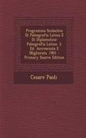 Programma Scolastico Di Paleografia Latina E Di Diplomatica