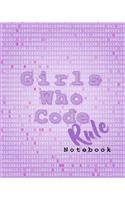 Girls Who Code Rule Notebook: Lavender (8x10) 100 Pages