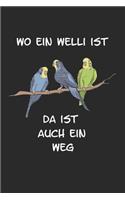 Wo ein Welli ist da ist auch ein Weg: Wellensittich Sittich Nymphensittich Spruch Lustig Geschenk Notizbuch