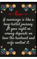 A marriage is like a long-lasted journey. It goes right or wrong depends on how the husband and wife control it.: The perfect wife. I love My wife Forever