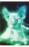 Sphynx Cat In Space Notebook (Vol 4): Cool Space Hairless Cat Lined Composition Book/Diary/Journal For Students, 6 x 9, 130 Pages, Blue Green