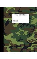 Composition Book Wide Ruled: 120 Sheets, 240 Pages, Camouflage Pattern Notebook