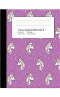 Unicorn Notebook Wide Ruled 2: Lined Composition Book 120 Pages(2 Primary Writing Stationery)