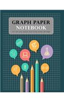 Graph Paper Notebook 1/4 Inch Gray Squares Size 8.5x11 Inches 120 Pages