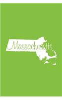 Massachusetts - Lime Green Lined Notebook with Margins