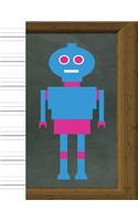 Handwriting: Practice Paper Notebook - With Descender Lines - For Cursive Script & Print Manuscript Alphabet - 8.5" X 11" - 100 Pages - Blue Robot Cover