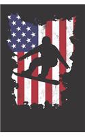 Notebook: Vintage 4th Of July USA Flag Snowboarding Snowboarder Dot Grid Dotted 6x9 120 Pages