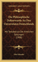 Philosophische Doktorwurde An Den Universitaten Deutschlands