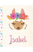 Isabel: Personalized Llama Sketchbook For Girls With Pink Name - 8.5x11 110 Pages. Doodle, Draw, Sketch, Create!