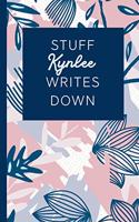 Stuff Kynlee Writes Down: Personalized Journal / Notebook (6 x 9 inch) STUNNING Navy Blue and Mauve Blush Pink Pattern