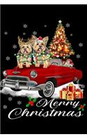 merry Christmas: Yorkshire terrier on Red Truck Christmas Pajama Dog Lovers Journal/Notebook Blank Lined Ruled 6x9 100 Pages