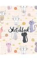 Sketchbook: Cute Cat Cover Sketchbook for Girls and Kids: Size 8.5?x11?, 110 Pages of Blank Paper for Sketching or Drawing