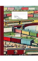 Freight Train Theme College Ruled Composition Book