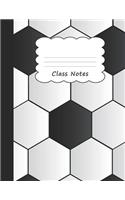 Class Notes: Soccer Football Large Draw & Write Notebook Half Sketch & Wide Ruled Lined Paper Goalkeeper Black & White Ball Goalie Pattern For Sport Players Coac
