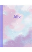 Alix: Personalized Composition Notebook - College Ruled (Lined) Exercise Book for School Notes, Assignments, Homework, Essay Writing. Pink Blue Purple Cov