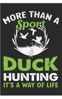 More than a sport duck hunting it's a way of life: Hunters Track Record of Species, Location, Gear - Shooting Seasons Dates, Hunting Lined journal paperback notebook 100 page, gift journal/agenda/not