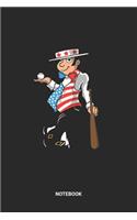 Notebook: USA Baseball Themed Notebook (6x9 inches) with Blank Pages ideal as a Stars & Stripes Red White and Blue american Flag Journal. Perfect as a Softbal