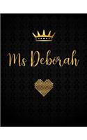 Ms Deborah: Personalized Black XL Journal with Gold Lettering, Girl Names/Initials 8.5x11, Journal Notebook with 110 Inspirational Quotes, Journals to Write In 