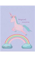 Magical unicokorn sketchbook: Cute unicorn on purple cover (8.5 x 11) inches 110 pages, Blank Unlined Paper for Sketching, Drawing, Whiting, Journaling & Doodling(3 Cute Unicorn on Purple Sketchbook)