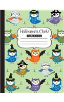 Halloween Owls Notebook: 120 page, writing composition notebook for school, wide ruled, art by Anna Nadler(1 Anna's Notebooks)
