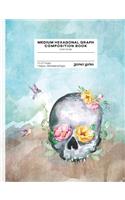 Medium Hexagonal Graph Composition Book: Flight & Flora, Numbered Pages