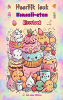 Heerlijk leuk Kawaii-eten Kleurboek Schattige kawaii-ontwerpen voor fijnproevers