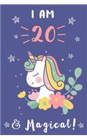 Unicorn Journal I am 20 & Magical
