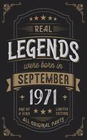 Real Legends were born in September 1971: Vintage Birthday Notebook - Great Individual Gift for Writing Notes, Scribble and Reminders lined 6x9 Inch 100 Pages