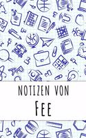 Notizen von Fee: Kariertes Notizbuch mit 5x5 Karomuster für deinen personalisierten Vornamen