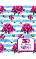 2020 Daily & Weekly Planner Peonies & Dragonflies