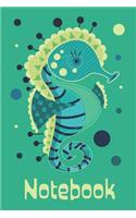 Notebook: Cute Seahorse Design 6x9 Notebook, 120 Page, Blue
