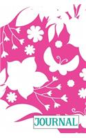 Journal: 6x9 Lined Journal (Butterfly Garden, black and white illustrations on hot pink cover)