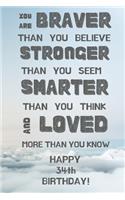 You Are Braver Than You Believe Stronger Than You Seem Smarter Than You Think And Loved More Than You Know Happy 34th Birthday