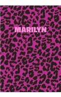 Marilyn: Personalized Pink Leopard Print Notebook (Animal Skin Pattern). College Ruled (Lined) Journal for Notes, Diary, Journaling. Wild Cat Theme Design wi