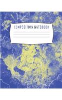 Composition Notebook: Blue Yellow Marble Design Soft Cover Journal College Ruled Exercise Book (7.5" X 9.25")
