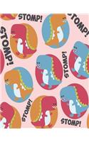 Stomp!: Dinosaur on pink cover and Lined pages, Extra large (8.5 x 11) inches, 110 pages, White paper(5 Dinosaur on Pink Notebook)