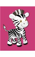 120 Page Handwriting Book: College Ruled Notebook Composition Book Diary Baby Zebra Peacock Pink