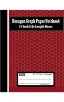 Hexagon Graph Paper Notebook; 1/4 Inch Side Length Hexes: Organic Chemistry Lab, Ideal for gaming, Quilting, mapping, structuring, sketch, technical sketchbook, note 8.5 x 11 Inches, 120 Pages. (Hexagon, He