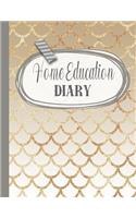 Home education diary: A large comprehensive planner for home education to plan the year for children in a personal manner - gold and beige mermaid print cover art design