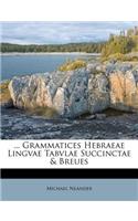 ... Grammatices Hebraeae Lingvae Tabvlae Succinctae & Breues